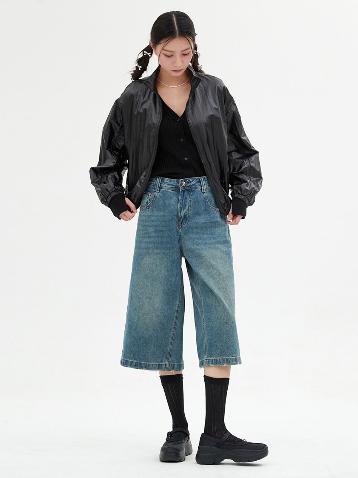 엘씨브이(LCVE) HIGH-NECK WINDBREAKER JUMPER_BLACK