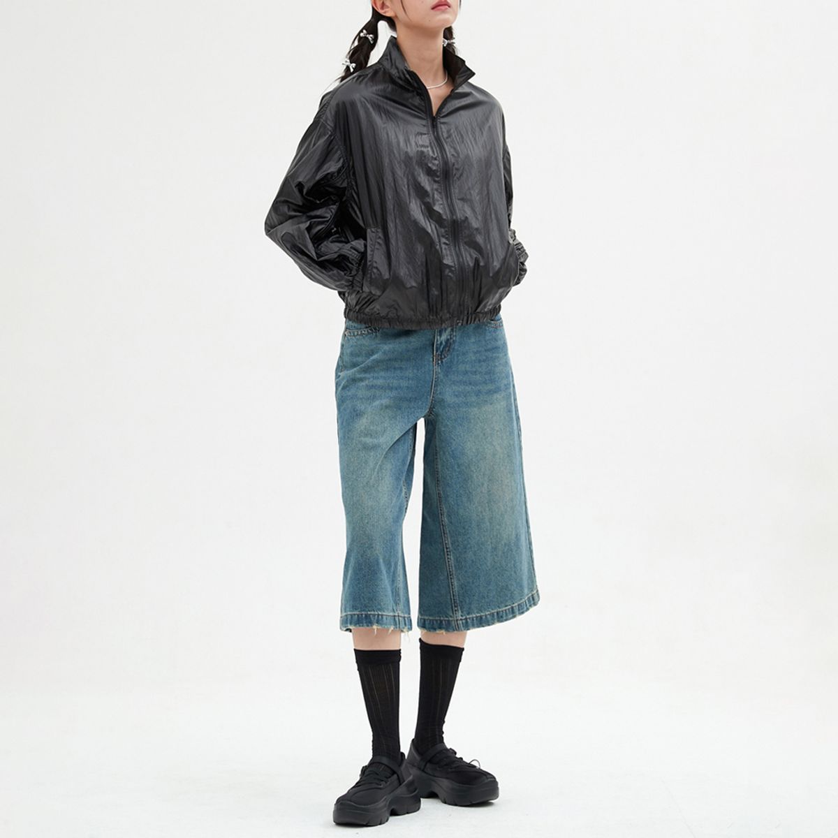 엘씨브이(LCVE) HIGH-NECK WINDBREAKER JUMPER_BLACK