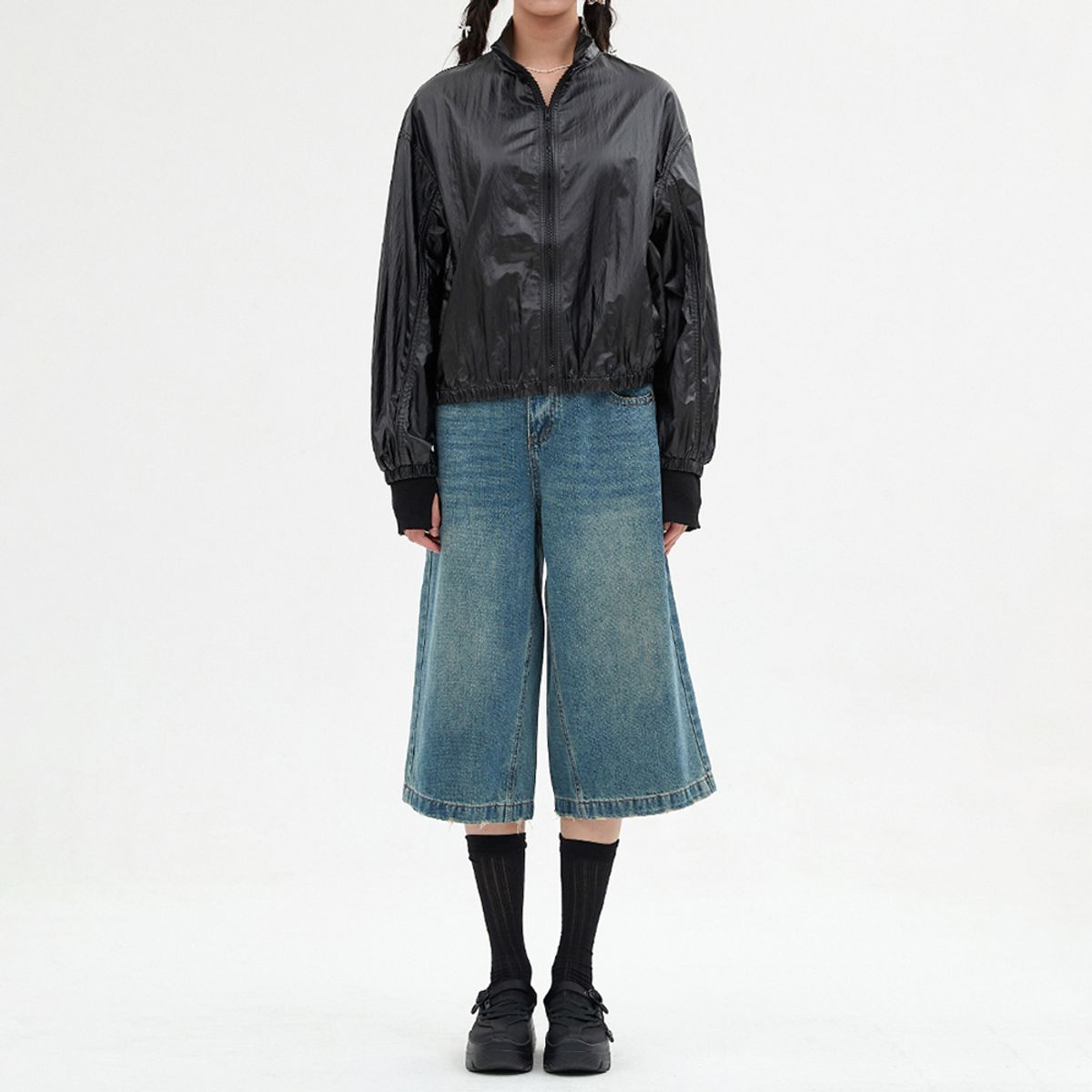 엘씨브이(LCVE) HIGH-NECK WINDBREAKER JUMPER_BLACK