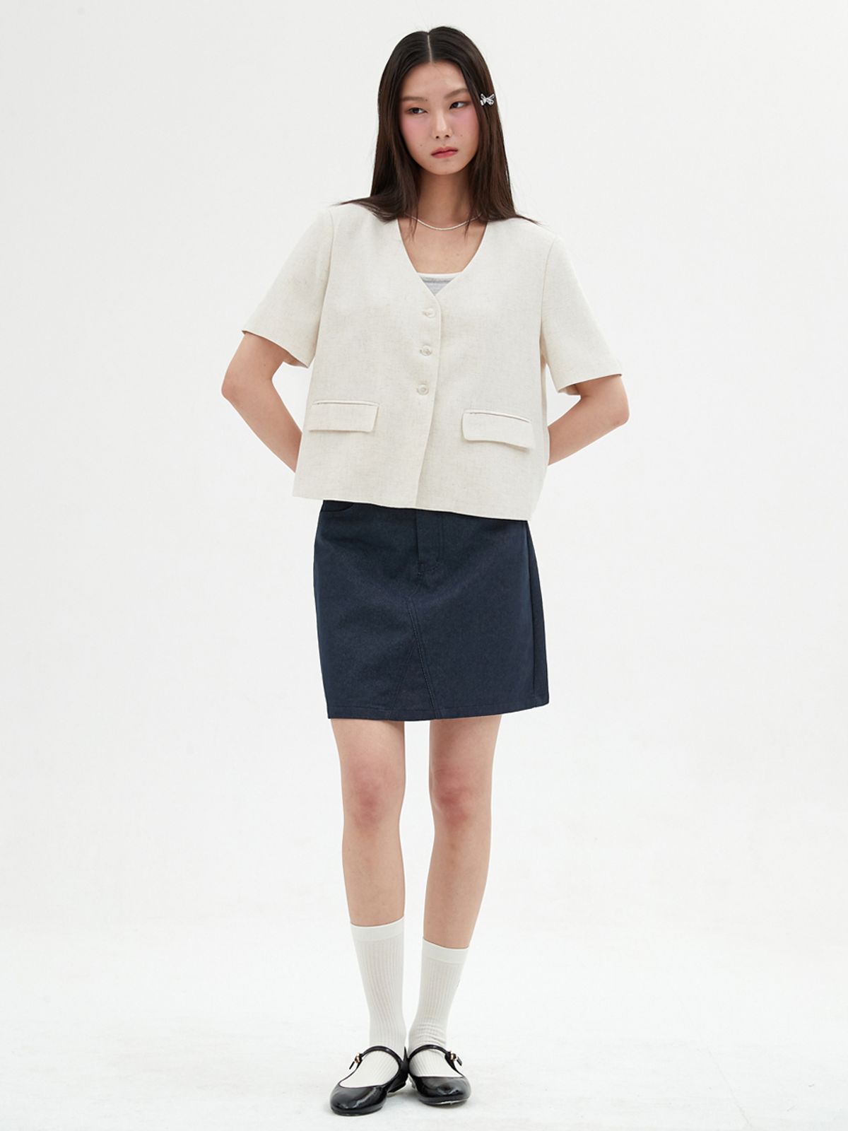 엘씨브이(LCVE) LINEN SHORT SLEEVE JACKET_BEIGE