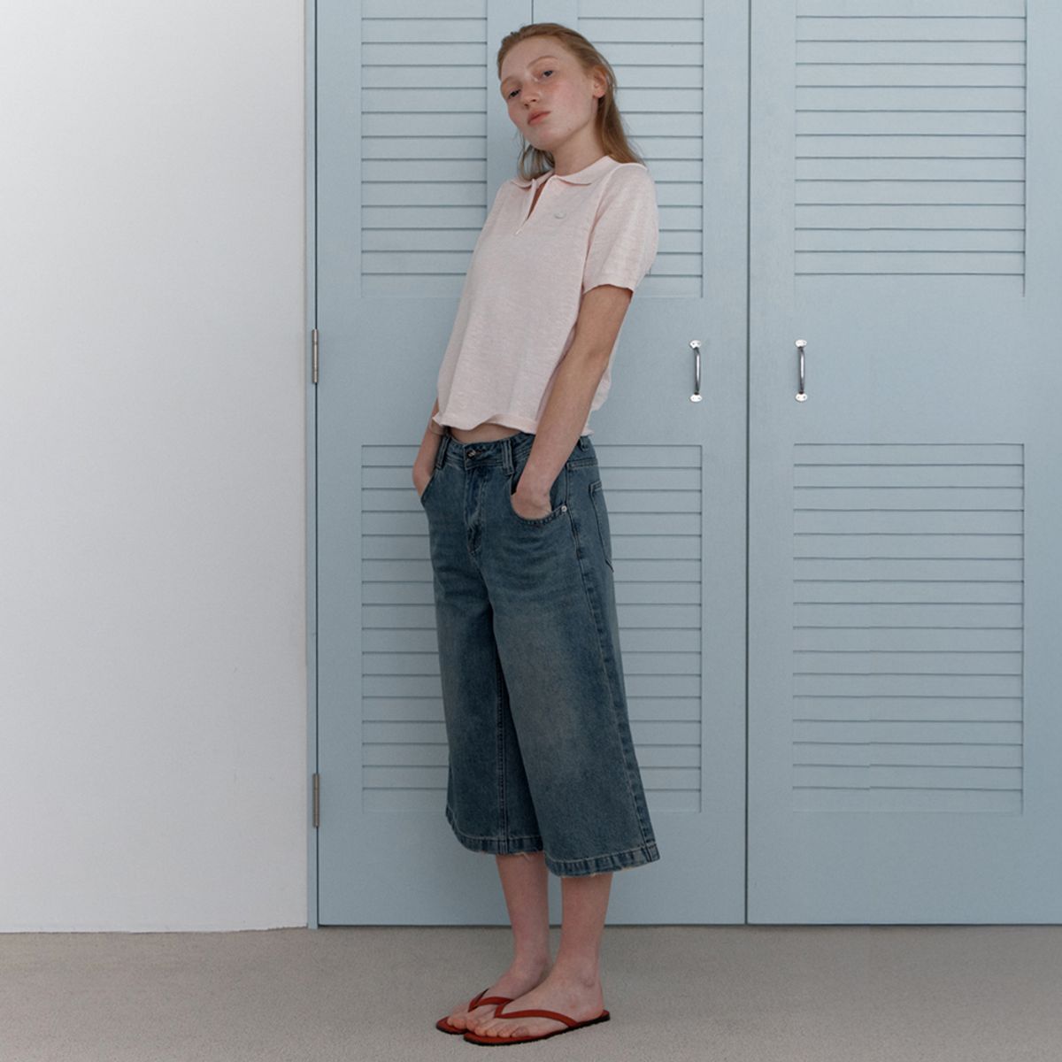 엘씨브이(LCVE) MID-RISE DENIM BERMUDA PANTS_BLUE