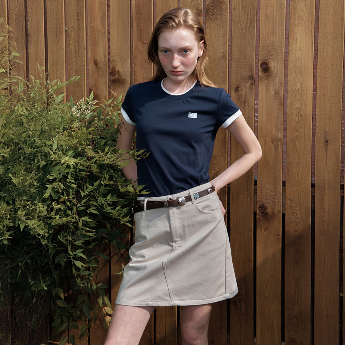 엘씨브이(LCVE) COTTON MINI SKIRT_LIGHT BEIGE