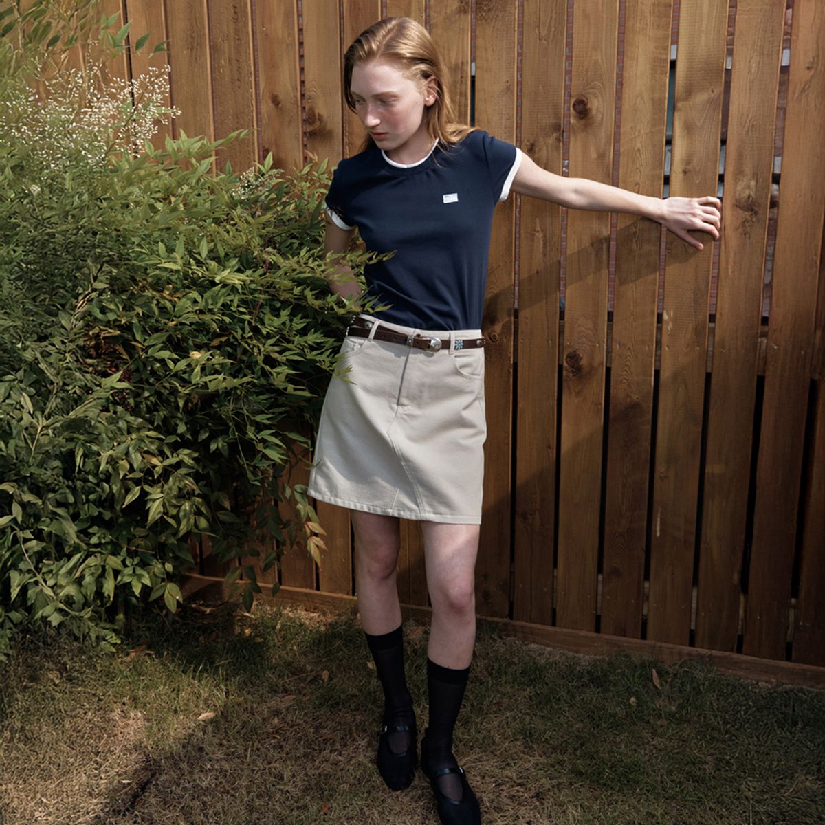 엘씨브이(LCVE) COTTON MINI SKIRT_LIGHT BEIGE