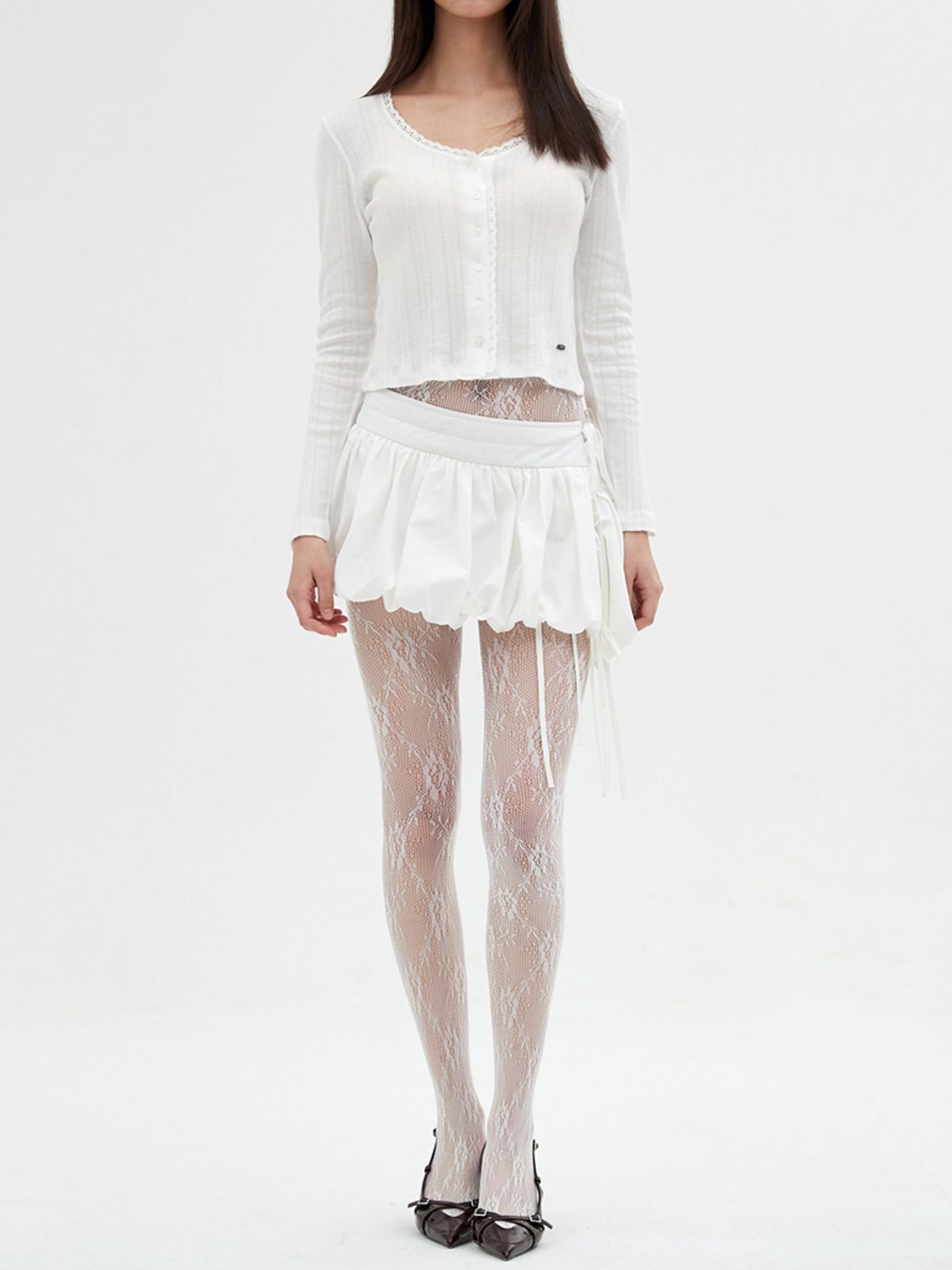 엘씨브이(LCVE) BALLOON LAYERED WRAP SKIRT_IVORY