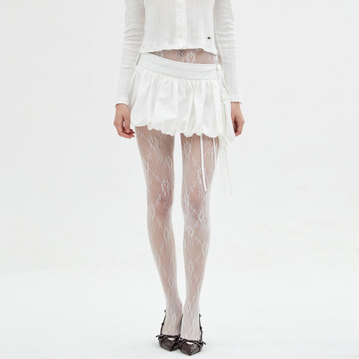 엘씨브이(LCVE) BALLOON LAYERED WRAP SKIRT_IVORY