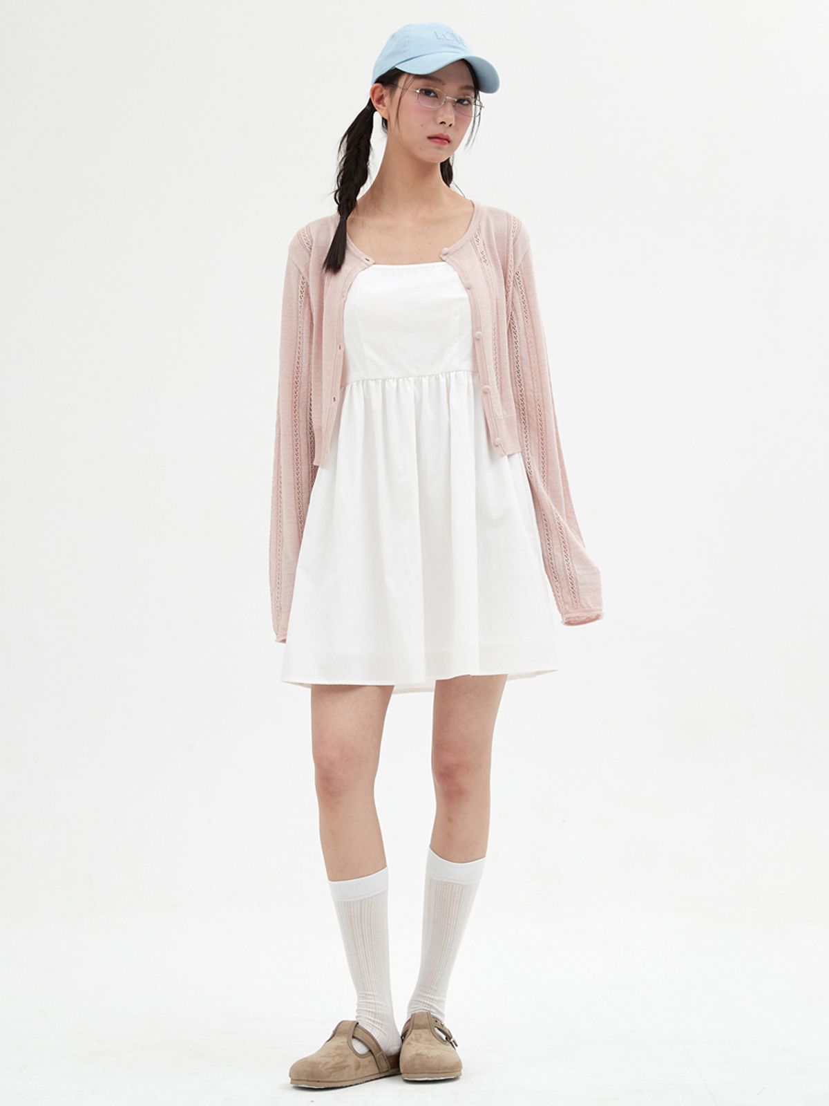 엘씨브이(LCVE) POINTELLE KNIT CARDIGAN_LIGHT PINK