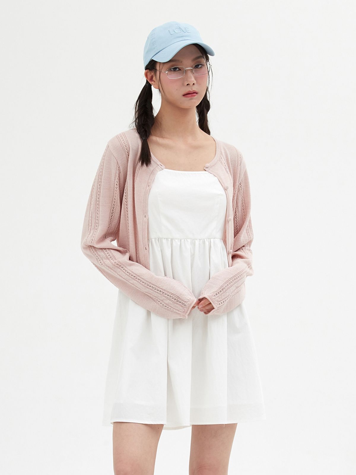 엘씨브이(LCVE) POINTELLE KNIT CARDIGAN_LIGHT PINK
