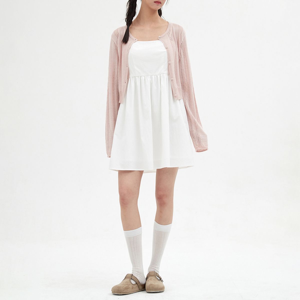 엘씨브이(LCVE) POINTELLE KNIT CARDIGAN_LIGHT PINK