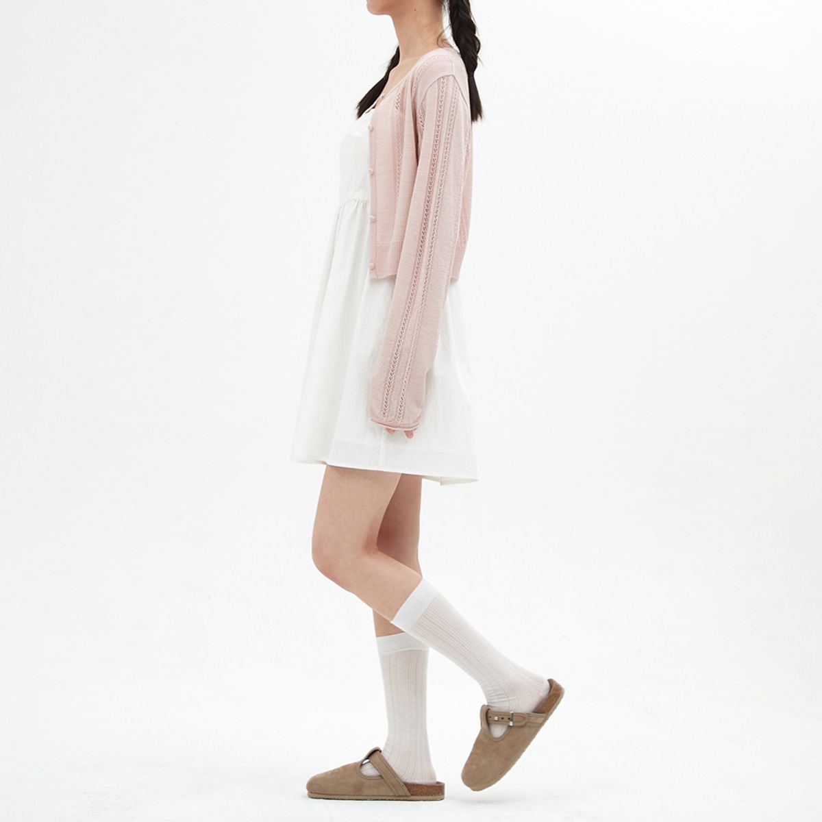 엘씨브이(LCVE) POINTELLE KNIT CARDIGAN_LIGHT PINK