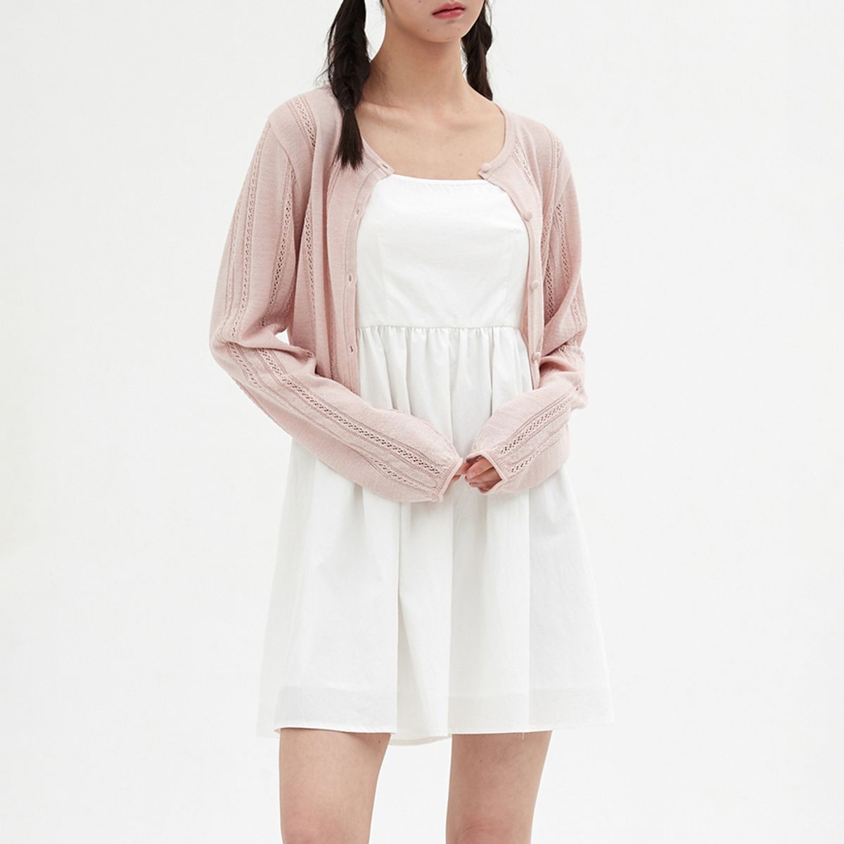 엘씨브이(LCVE) POINTELLE KNIT CARDIGAN_LIGHT PINK