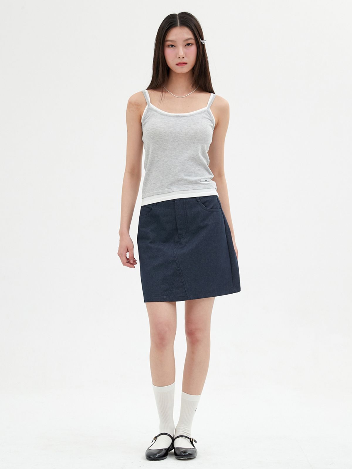 엘씨브이(LCVE) LAYERED SLEEVELESS KNIT TOP_GRAY