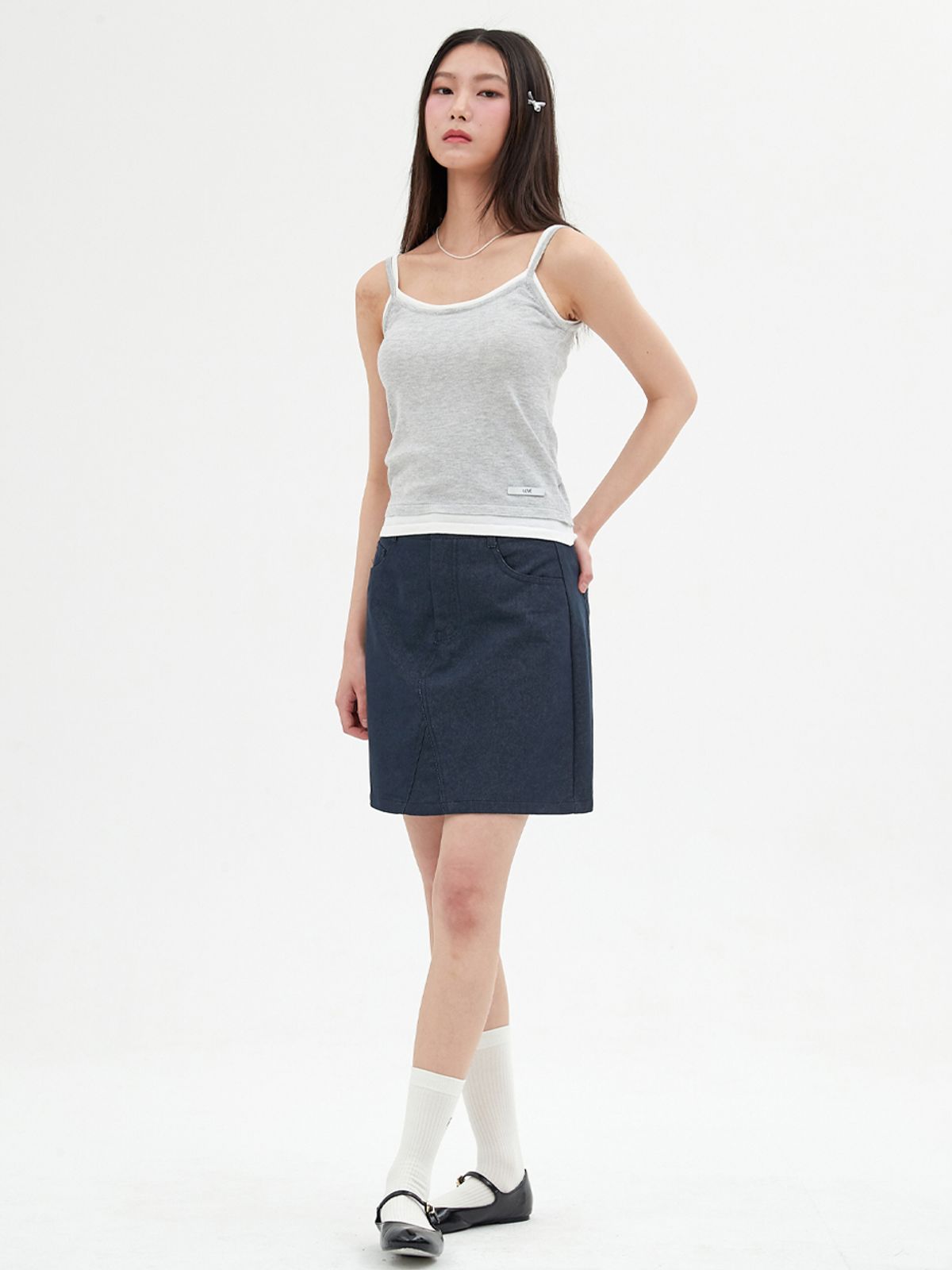 엘씨브이(LCVE) LAYERED SLEEVELESS KNIT TOP_GRAY