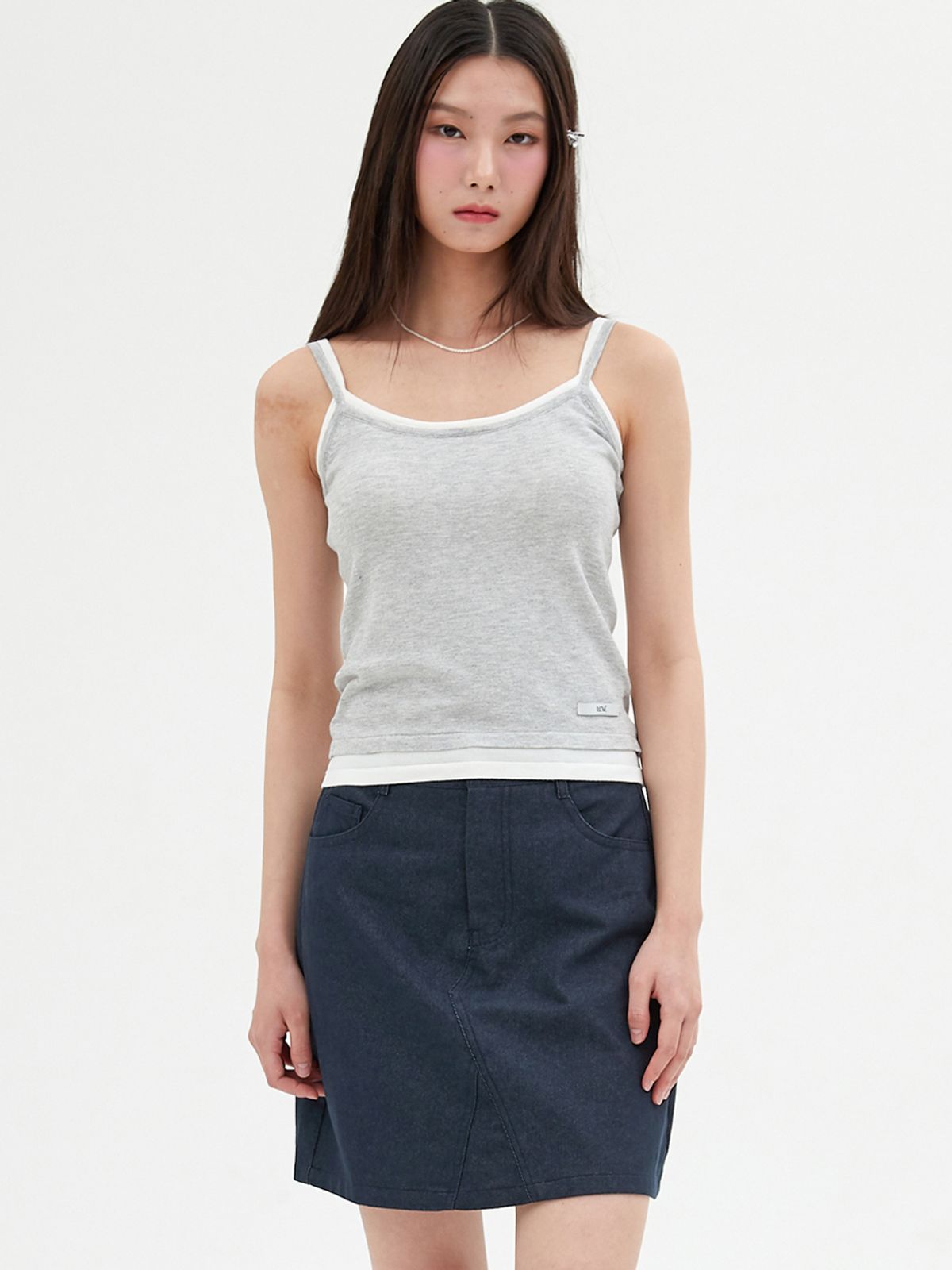 엘씨브이(LCVE) LAYERED SLEEVELESS KNIT TOP_GRAY