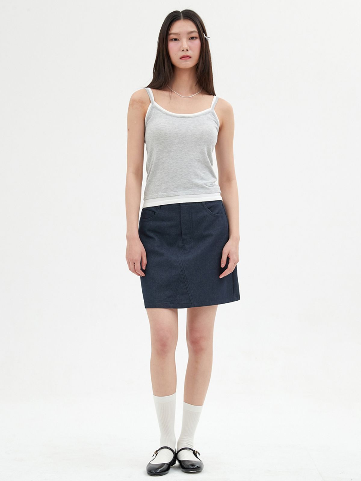 엘씨브이(LCVE) LAYERED SLEEVELESS KNIT TOP_GRAY