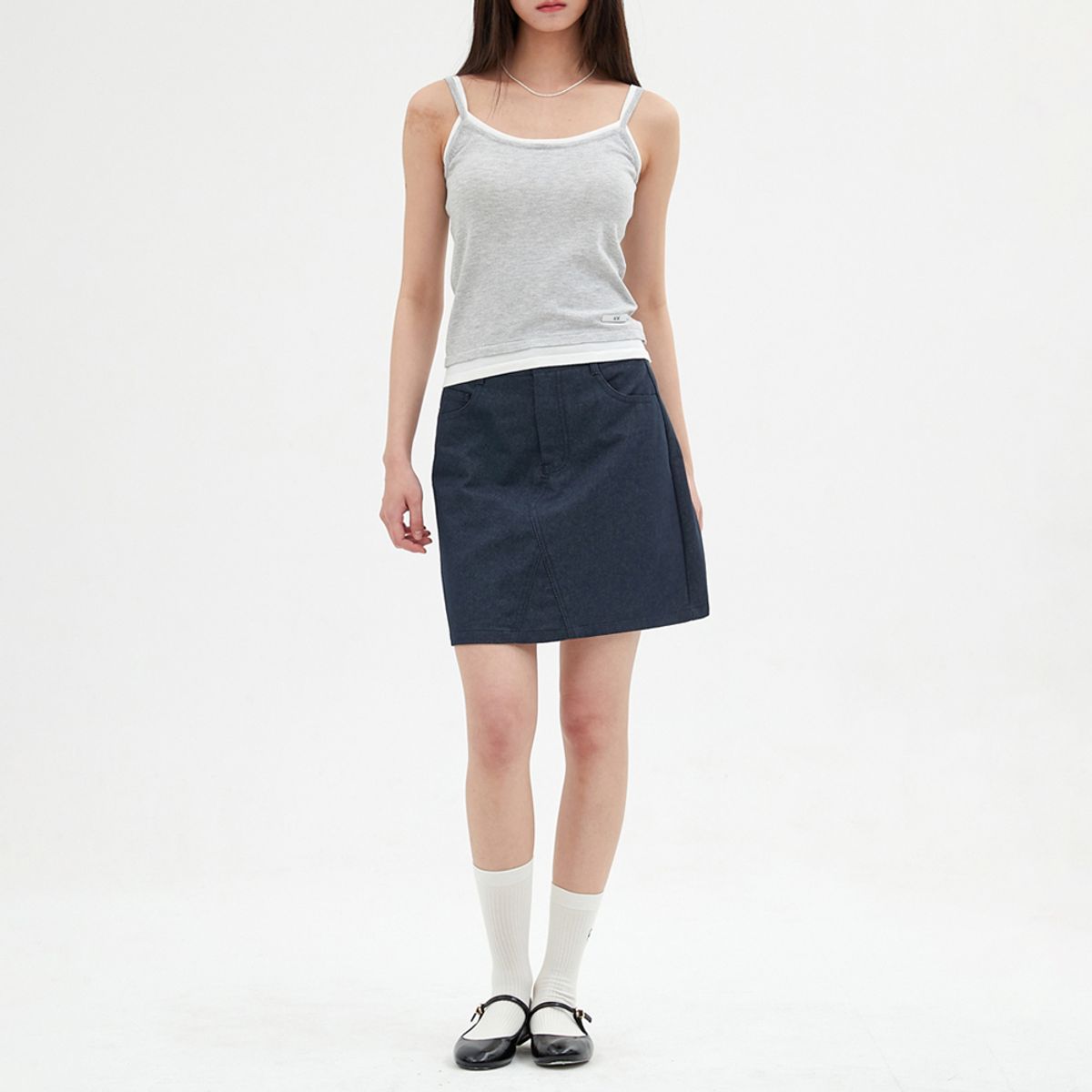 엘씨브이(LCVE) LAYERED SLEEVELESS KNIT TOP_GRAY