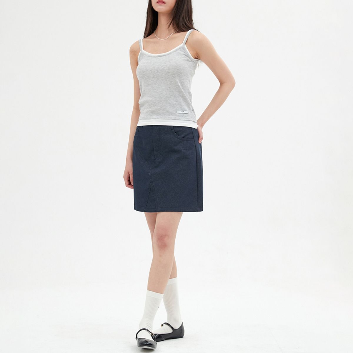 엘씨브이(LCVE) LAYERED SLEEVELESS KNIT TOP_GRAY