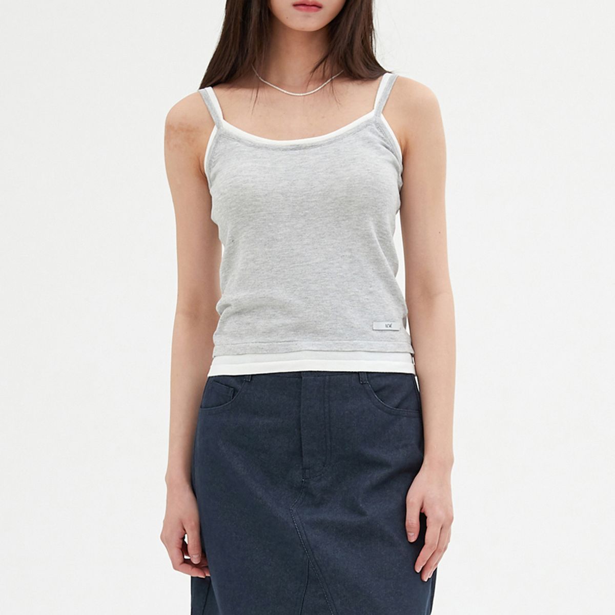 엘씨브이(LCVE) LAYERED SLEEVELESS KNIT TOP_GRAY