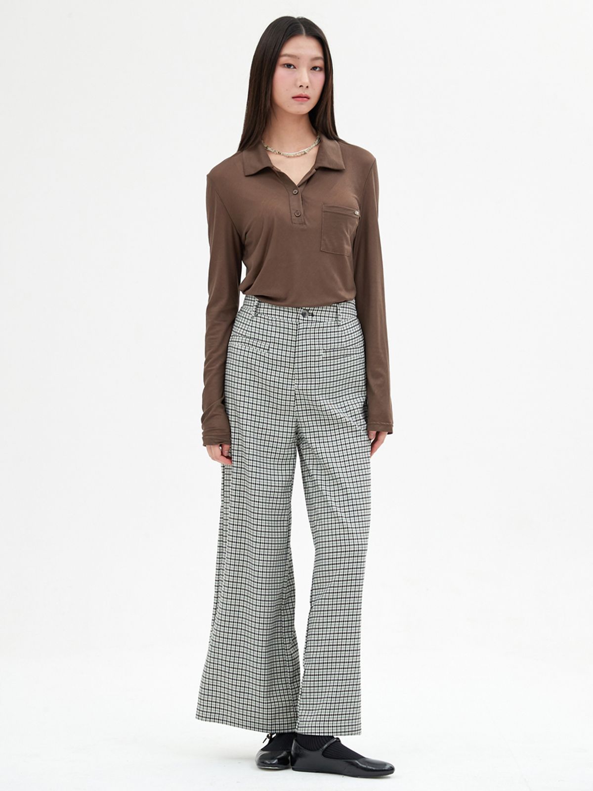 엘씨브이(LCVE) SHEER TENCEL POLO SHIRT_BROWN