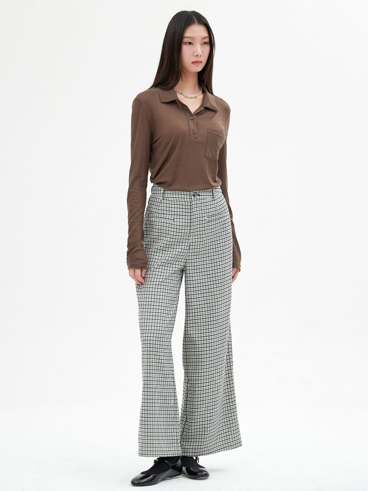 엘씨브이(LCVE) SHEER TENCEL POLO SHIRT_BROWN
