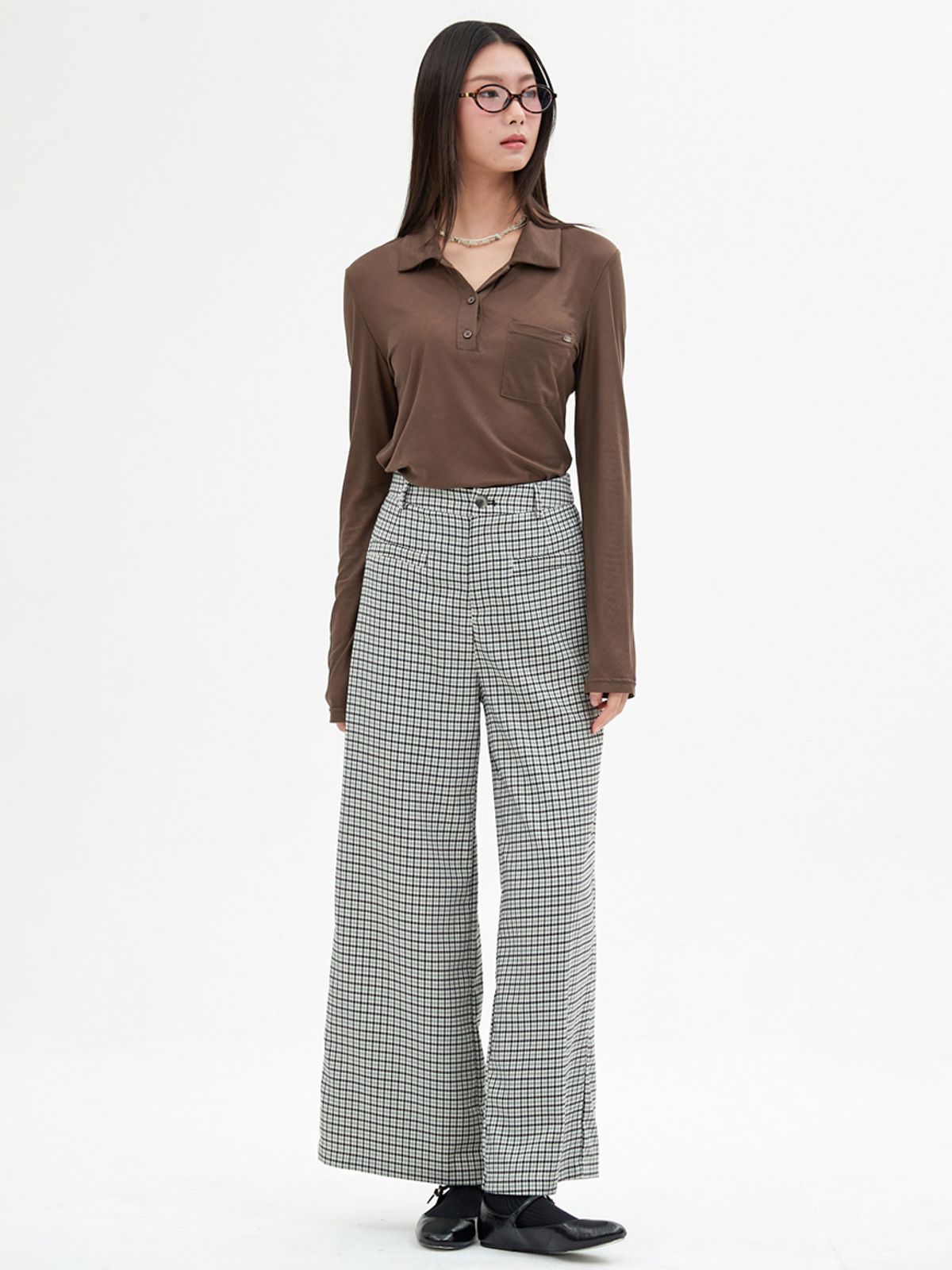 엘씨브이(LCVE) SHEER TENCEL POLO SHIRT_BROWN