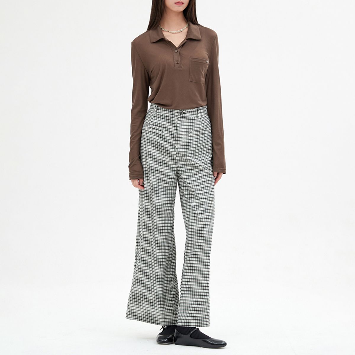엘씨브이(LCVE) SHEER TENCEL POLO SHIRT_BROWN
