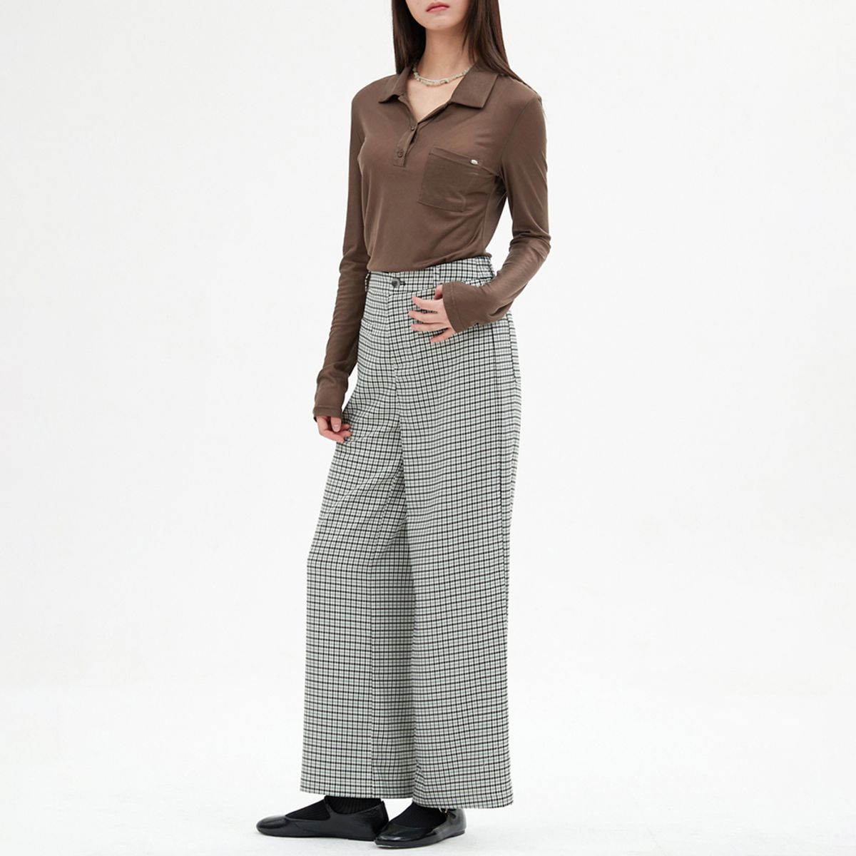 엘씨브이(LCVE) SHEER TENCEL POLO SHIRT_BROWN