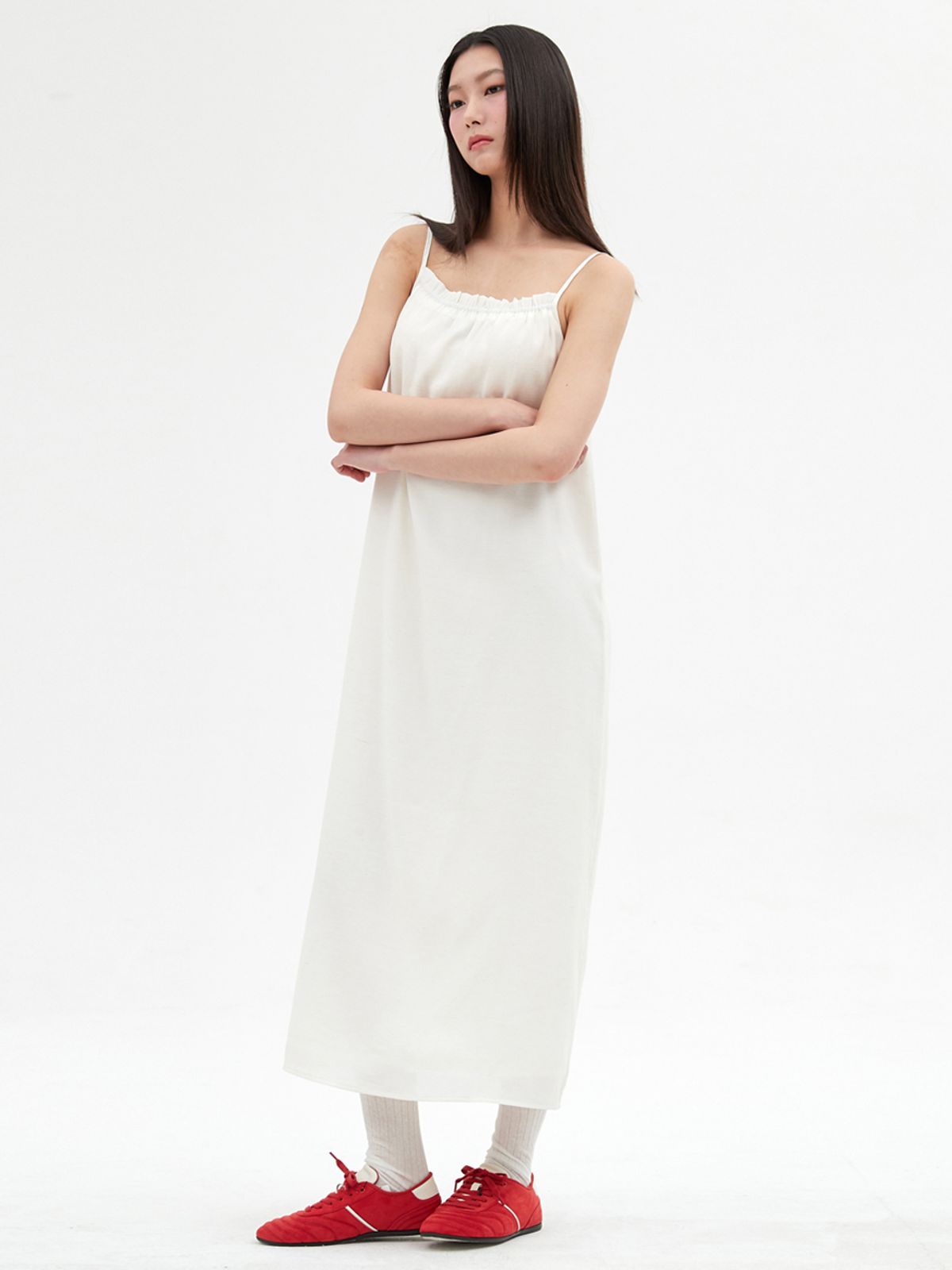 엘씨브이(LCVE) SHIRRING SLEEVELESS DRESS_IVORY