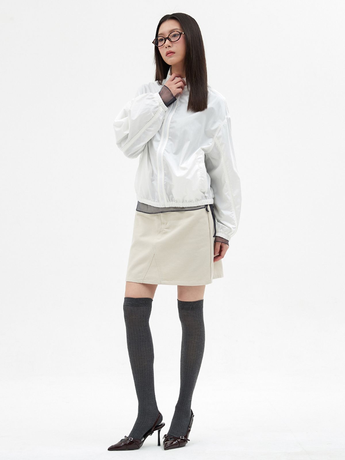 엘씨브이(LCVE) HIGH-NECK WINDBREAKER JUMPER_IVORY