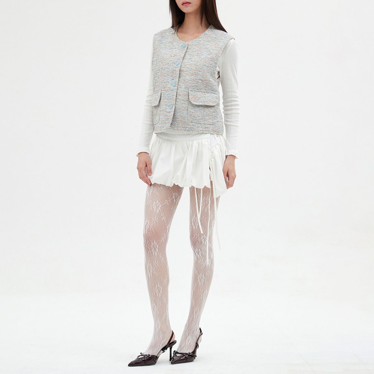 엘씨브이(LCVE) MULTI-COLOR TWEED VEST_SKYBLUE