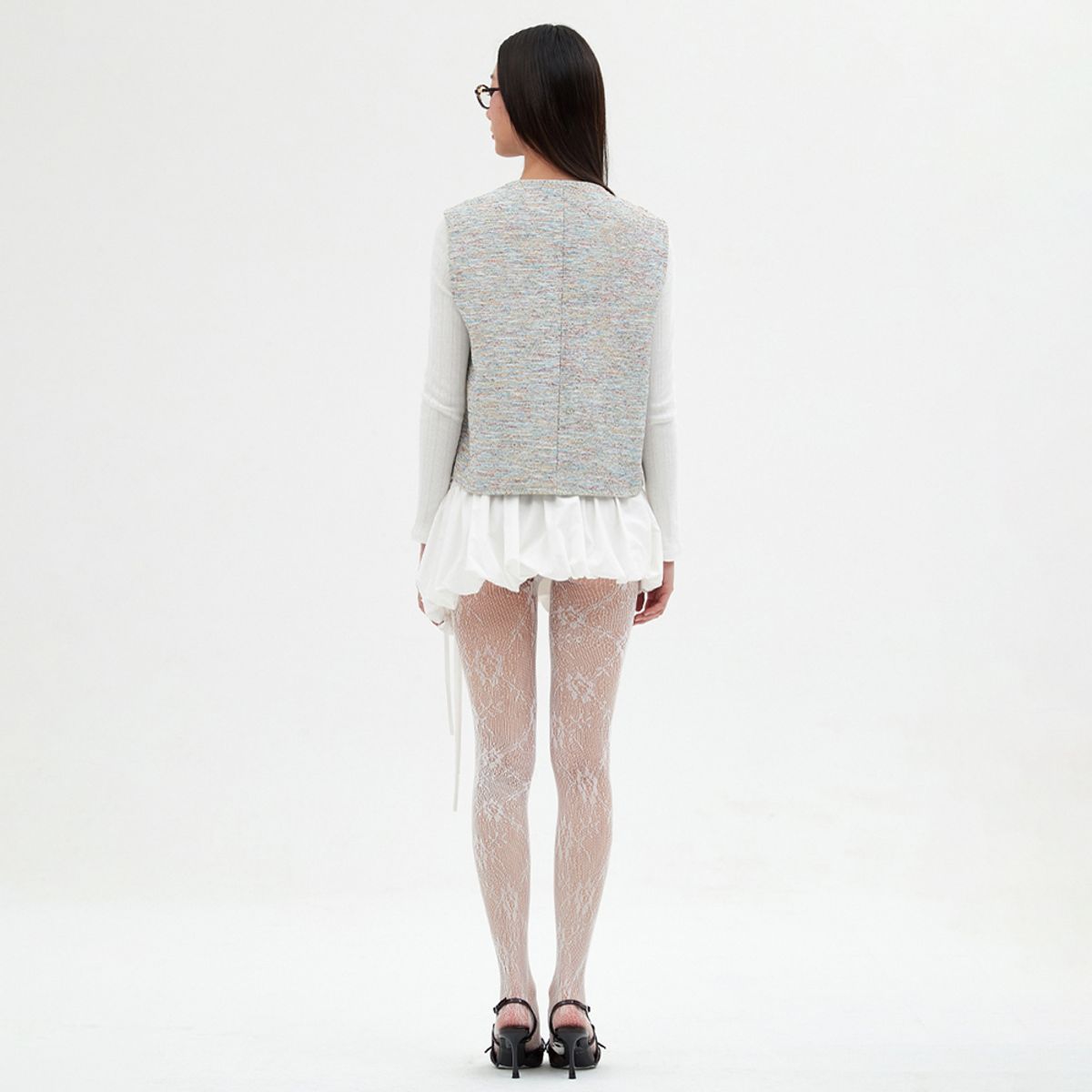 엘씨브이(LCVE) MULTI-COLOR TWEED VEST_SKYBLUE