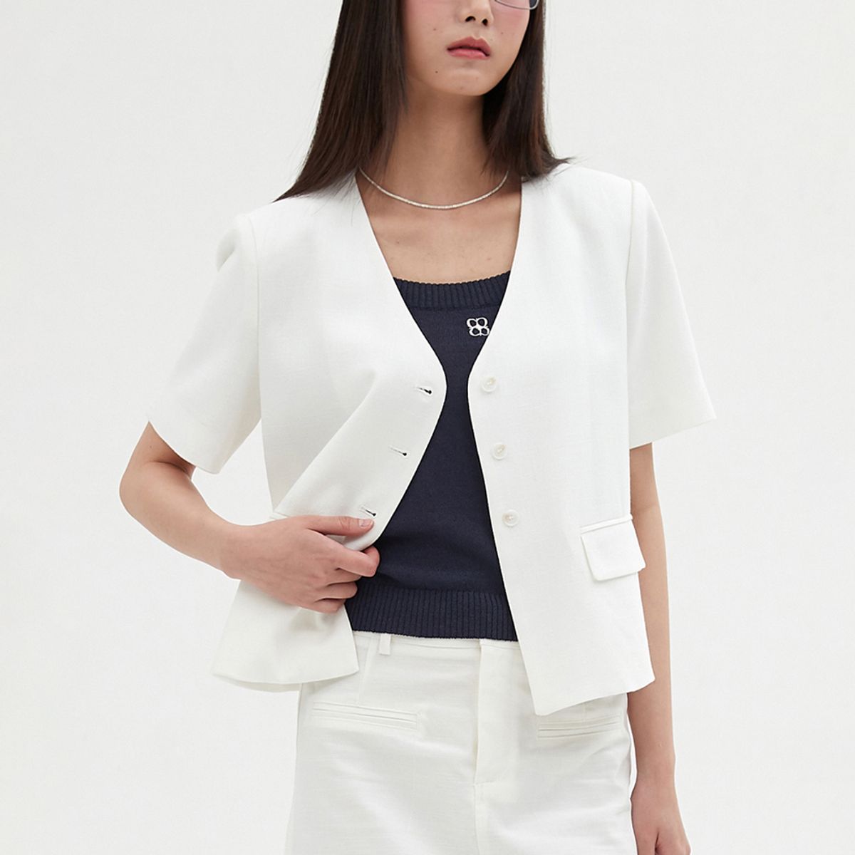 엘씨브이(LCVE) LINEN SHORT SLEEVE JACKET_IVORY