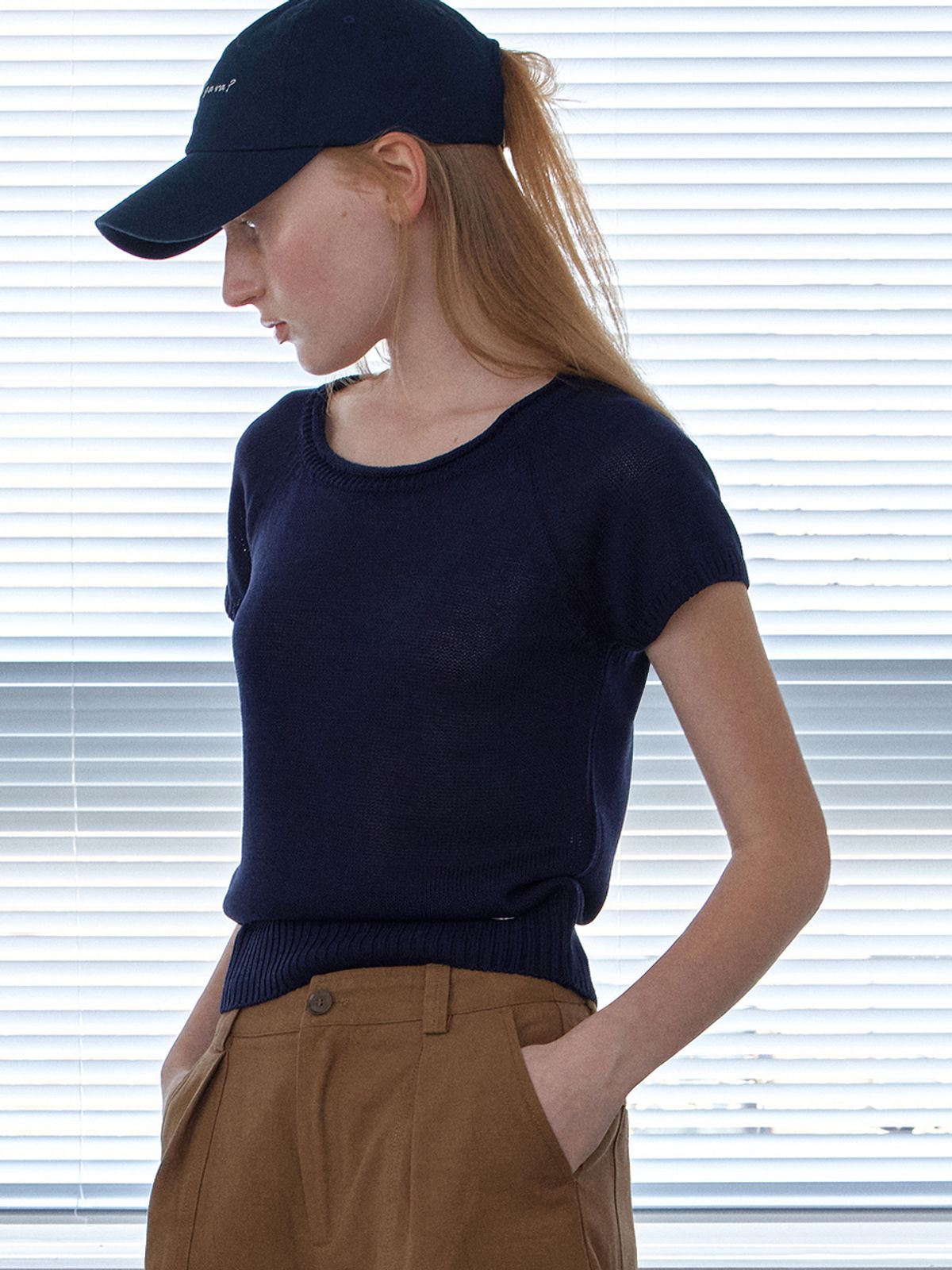 엘씨브이(LCVE) RIB DETAIL KNIT TOP_NAVY