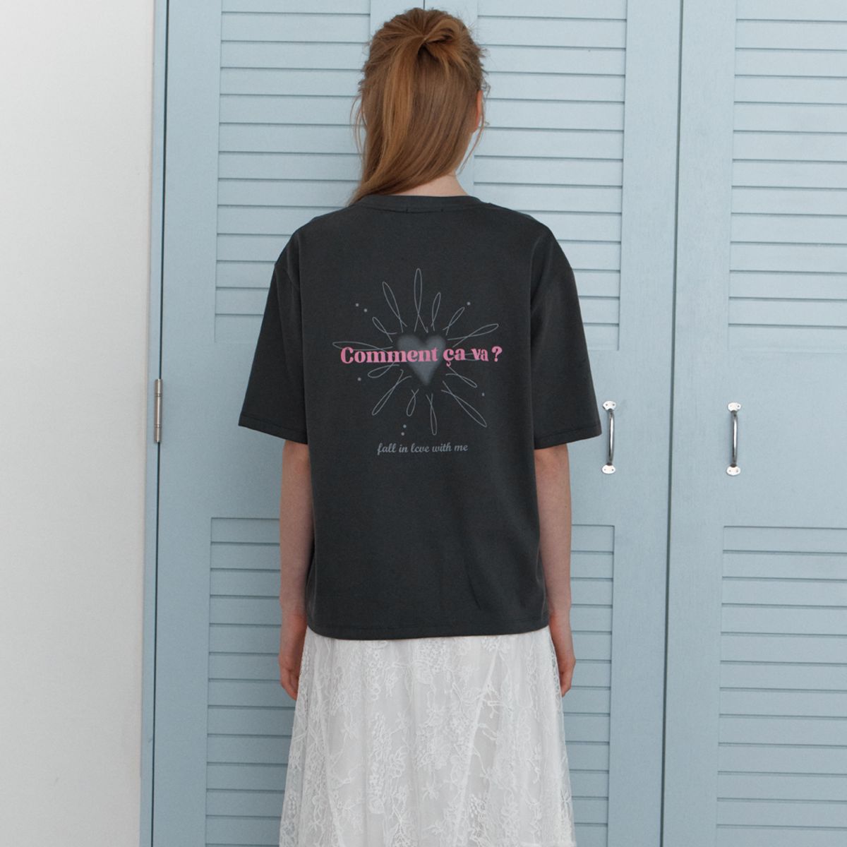 엘씨브이(LCVE) GLEAM PRINTING PIGMENT T-SHIRTS_CHARCOAL