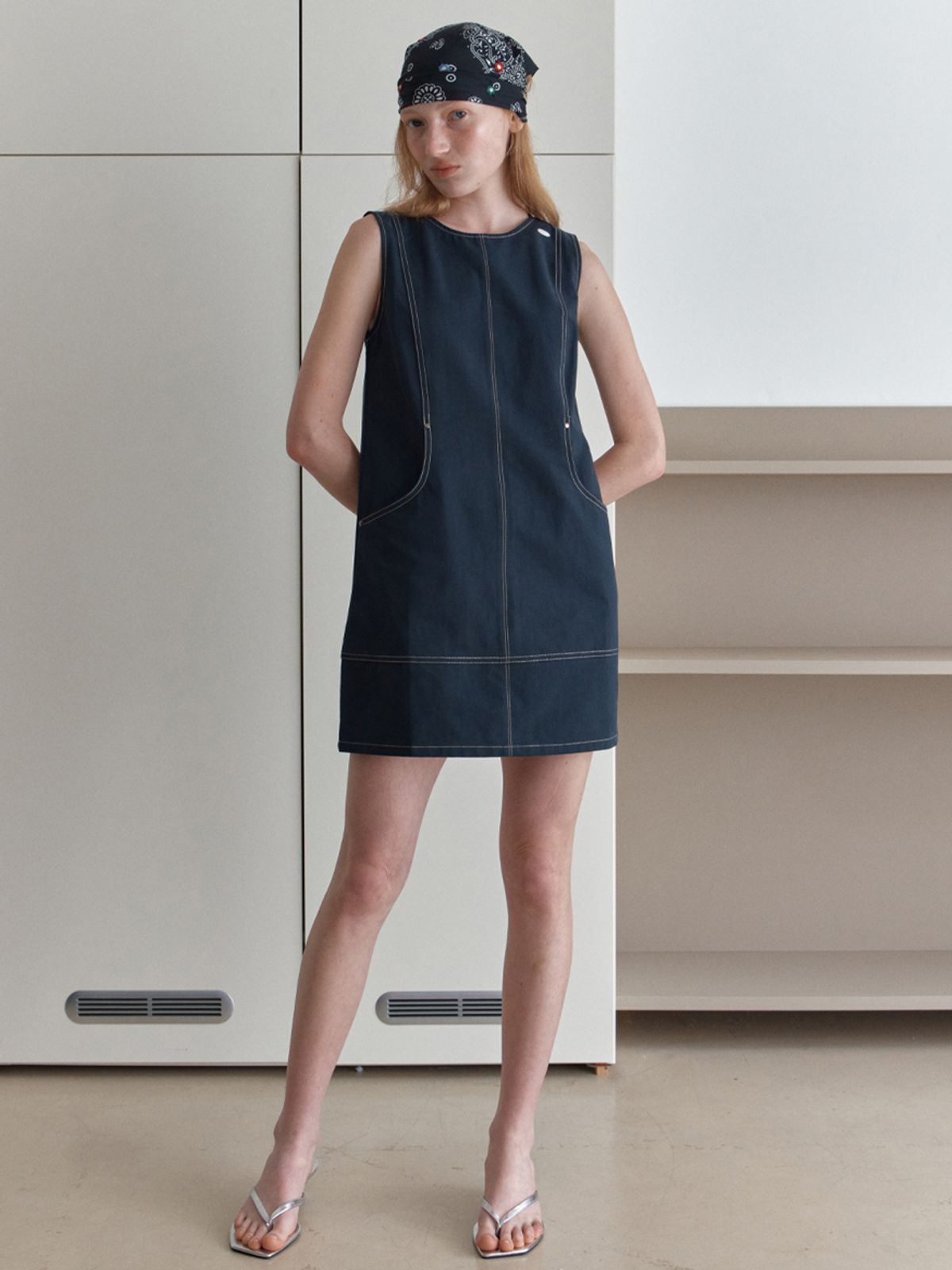 엘씨브이(LCVE) STITCHED POCKET MINI DRESS_NAVY