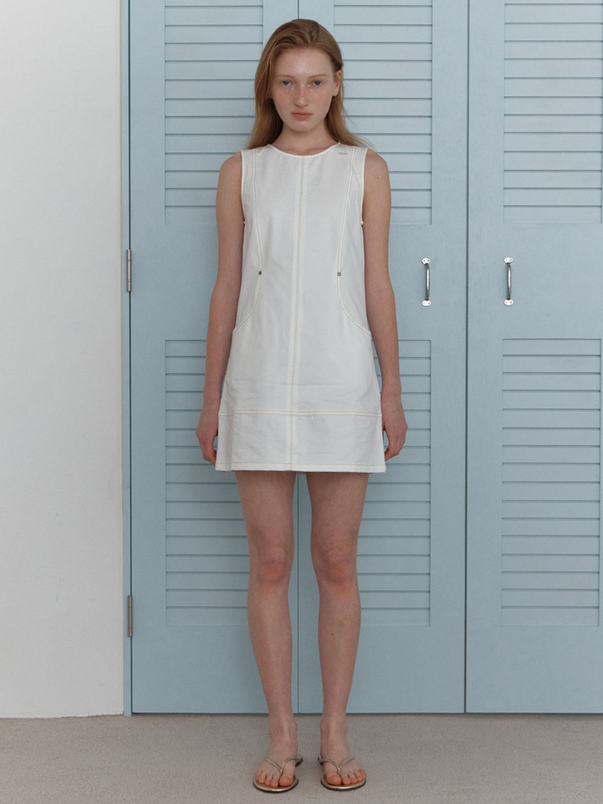 엘씨브이(LCVE) STITCHED POCKET MINI DRESS_IVORY