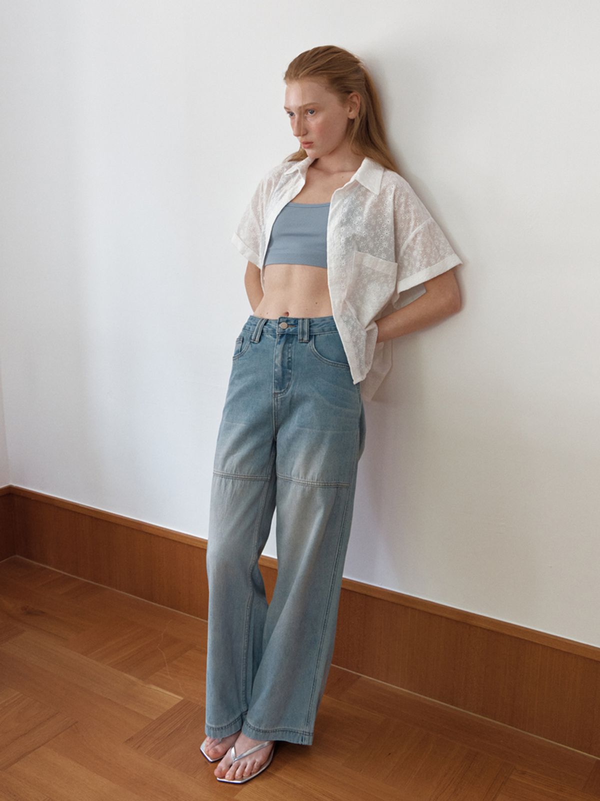 엘씨브이(LCVE) INCISION WIDE DENIM PANTS_BLUE