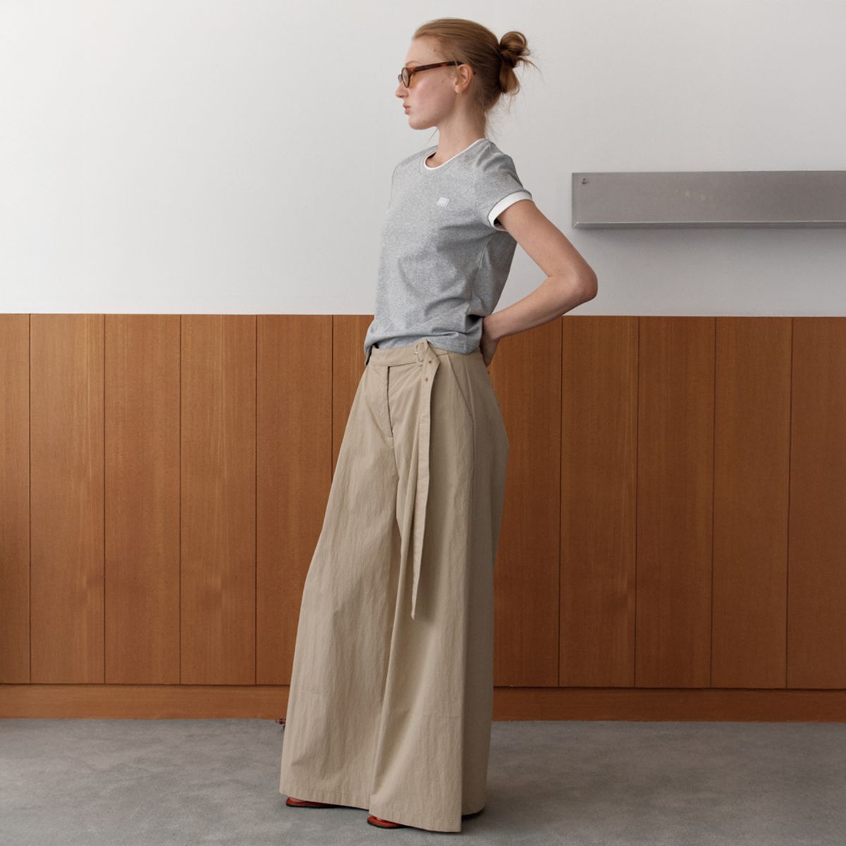 엘씨브이(LCVE) PIN-TUCK WIDE BELTED PANTS_BEIGE