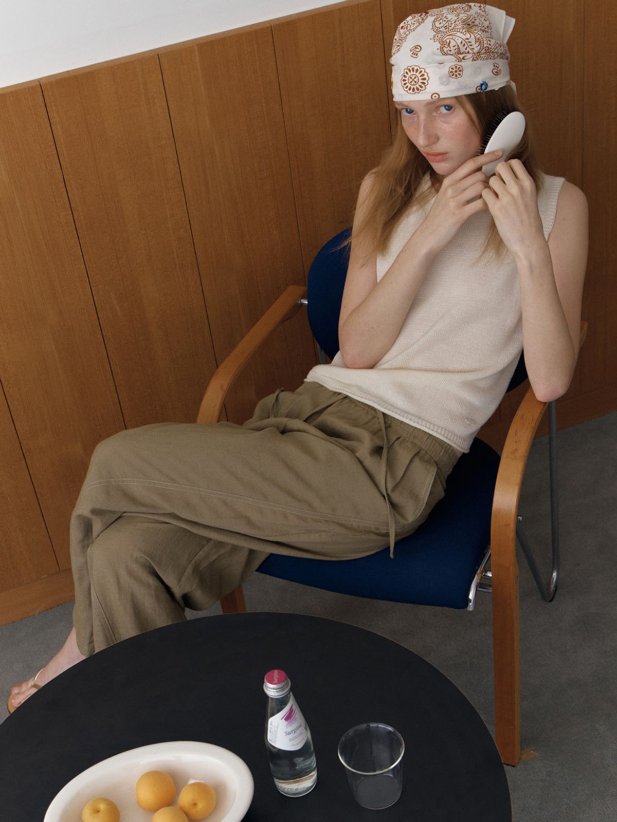 엘씨브이(LCVE) CURVED STITCH WIDE-FIT PANTS_BROWN
