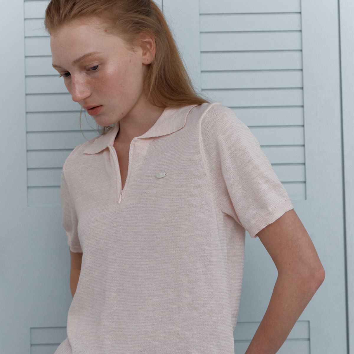 엘씨브이(LCVE) ZIP-UP DETAIL KNIT TOP_PINK