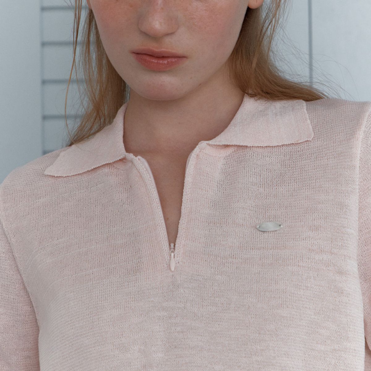엘씨브이(LCVE) ZIP-UP DETAIL KNIT TOP_PINK