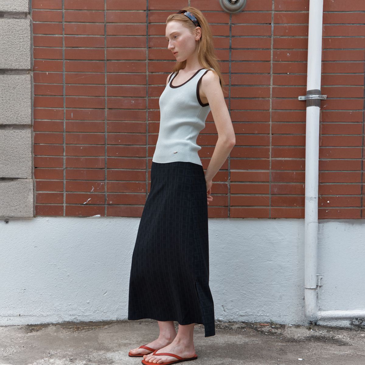엘씨브이(LCVE) COLOR BLOCK SLEEVELESS KNIT TOP_MINT
