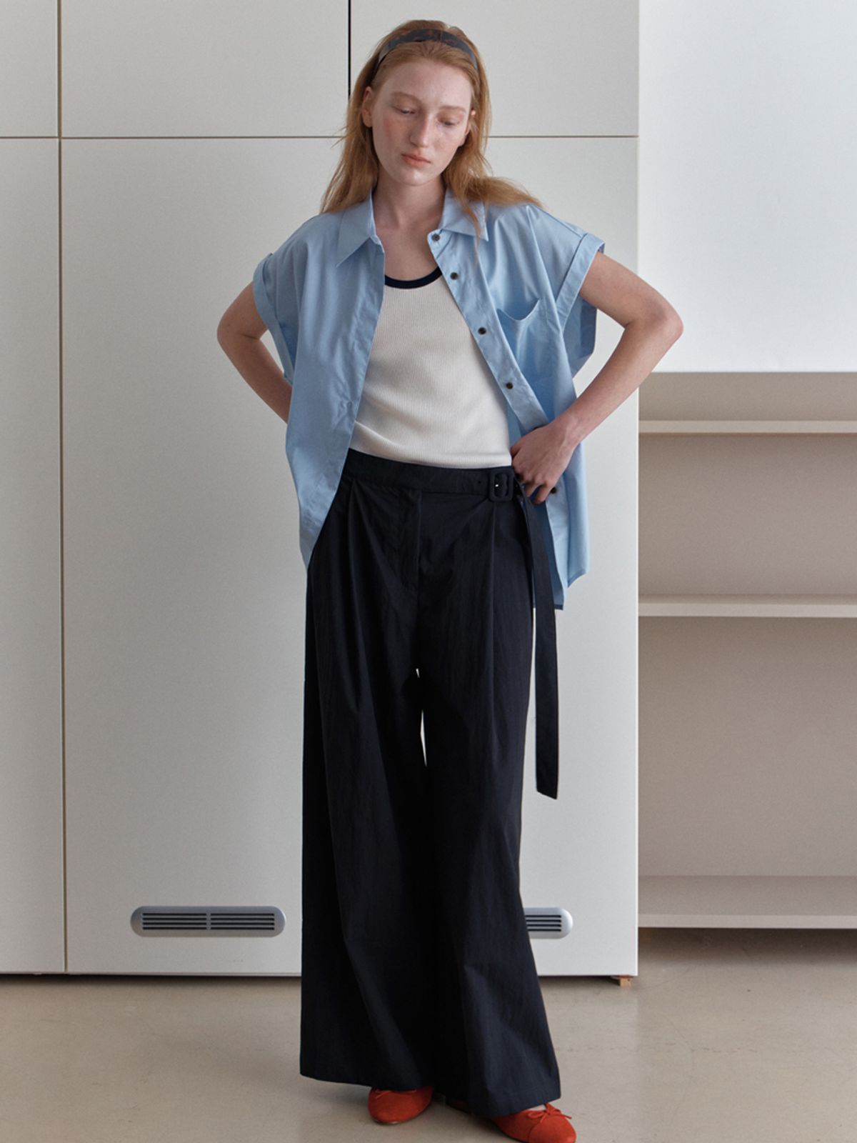 엘씨브이(LCVE) COLOR BLOCK SLEEVELESS KNIT TOP_IVORY