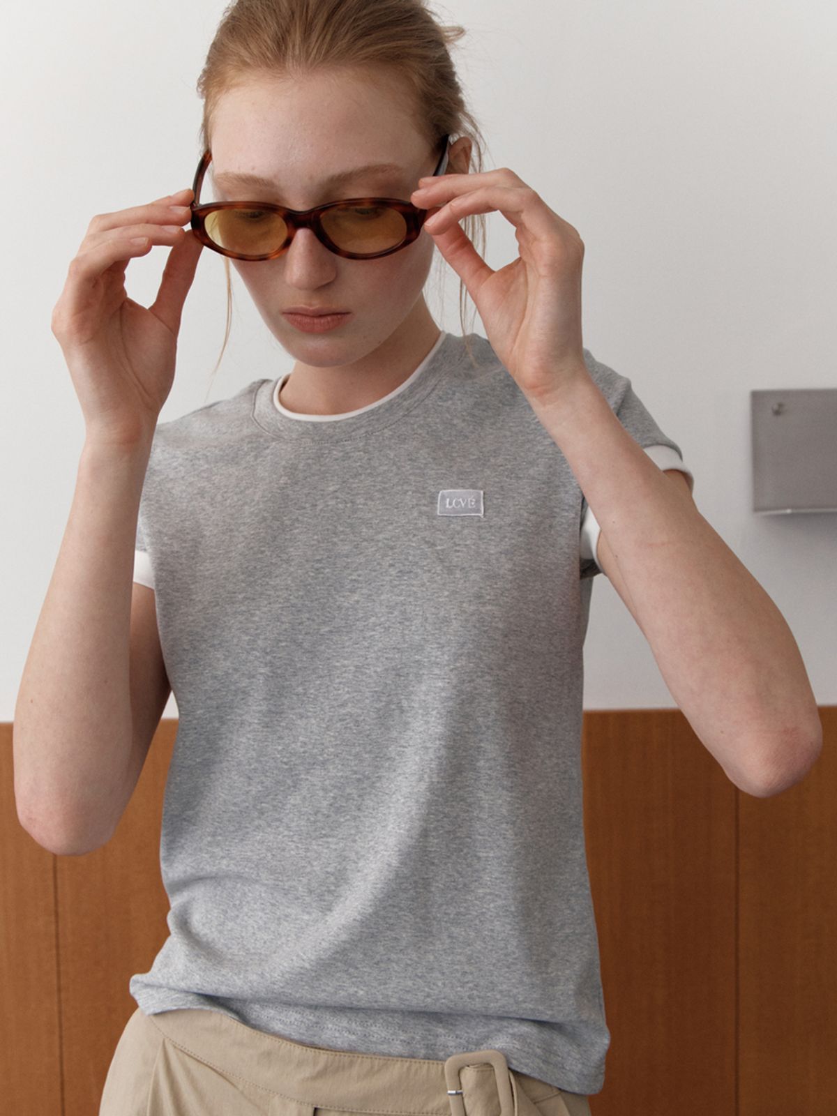 엘씨브이(LCVE) LCVE LABEL RINGER T-SHIRTS_GRAY