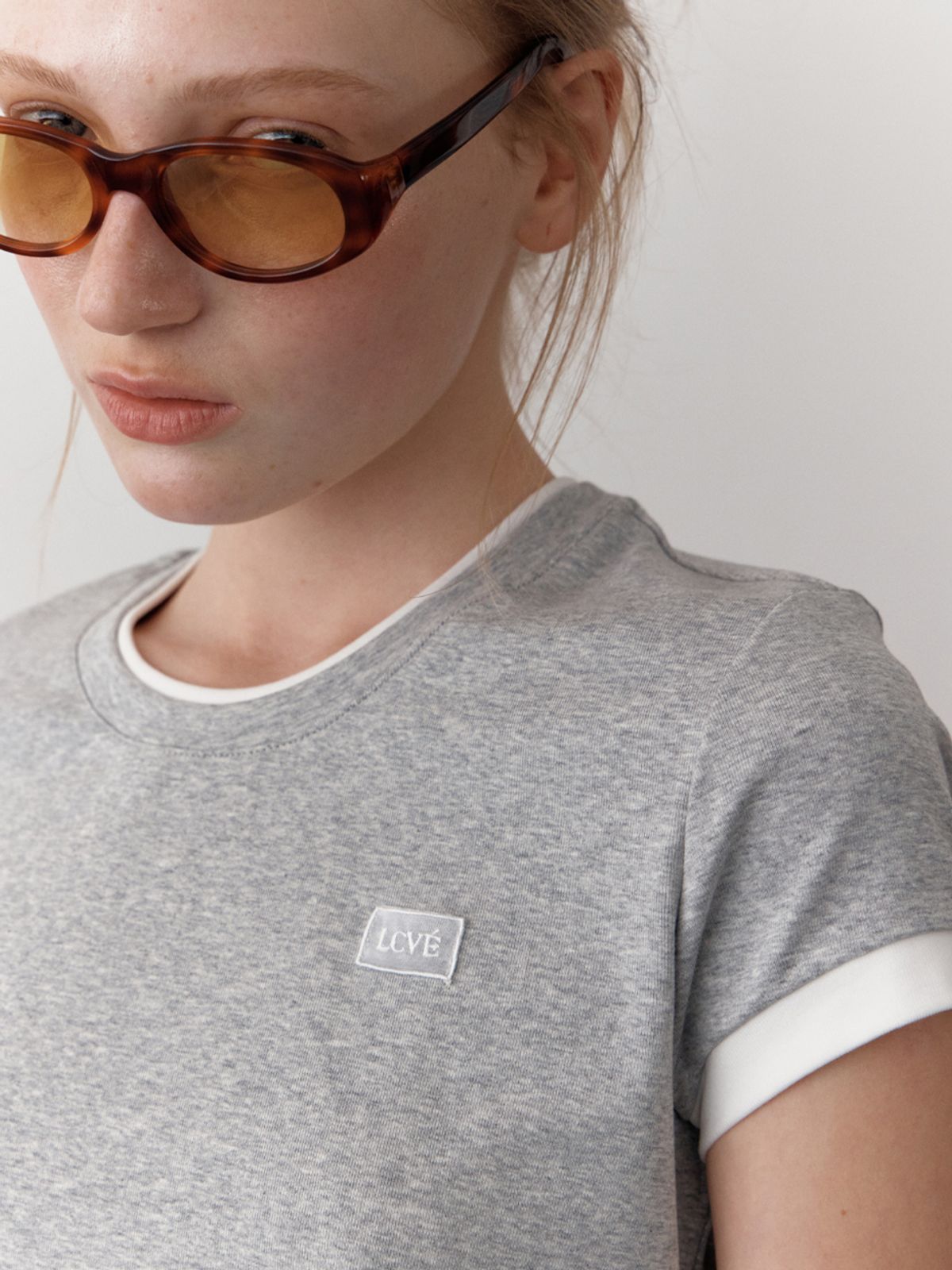 엘씨브이(LCVE) LCVE LABEL RINGER T-SHIRTS_GRAY