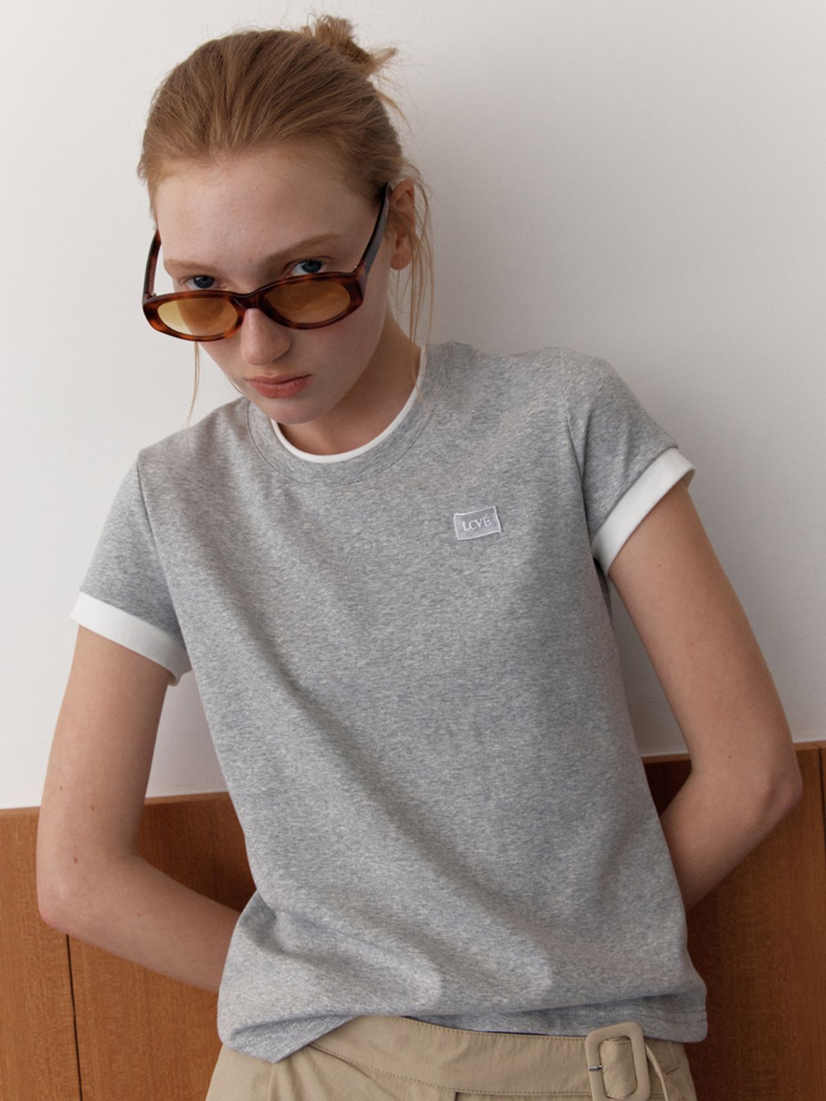 엘씨브이(LCVE) LCVE LABEL RINGER T-SHIRTS_GRAY