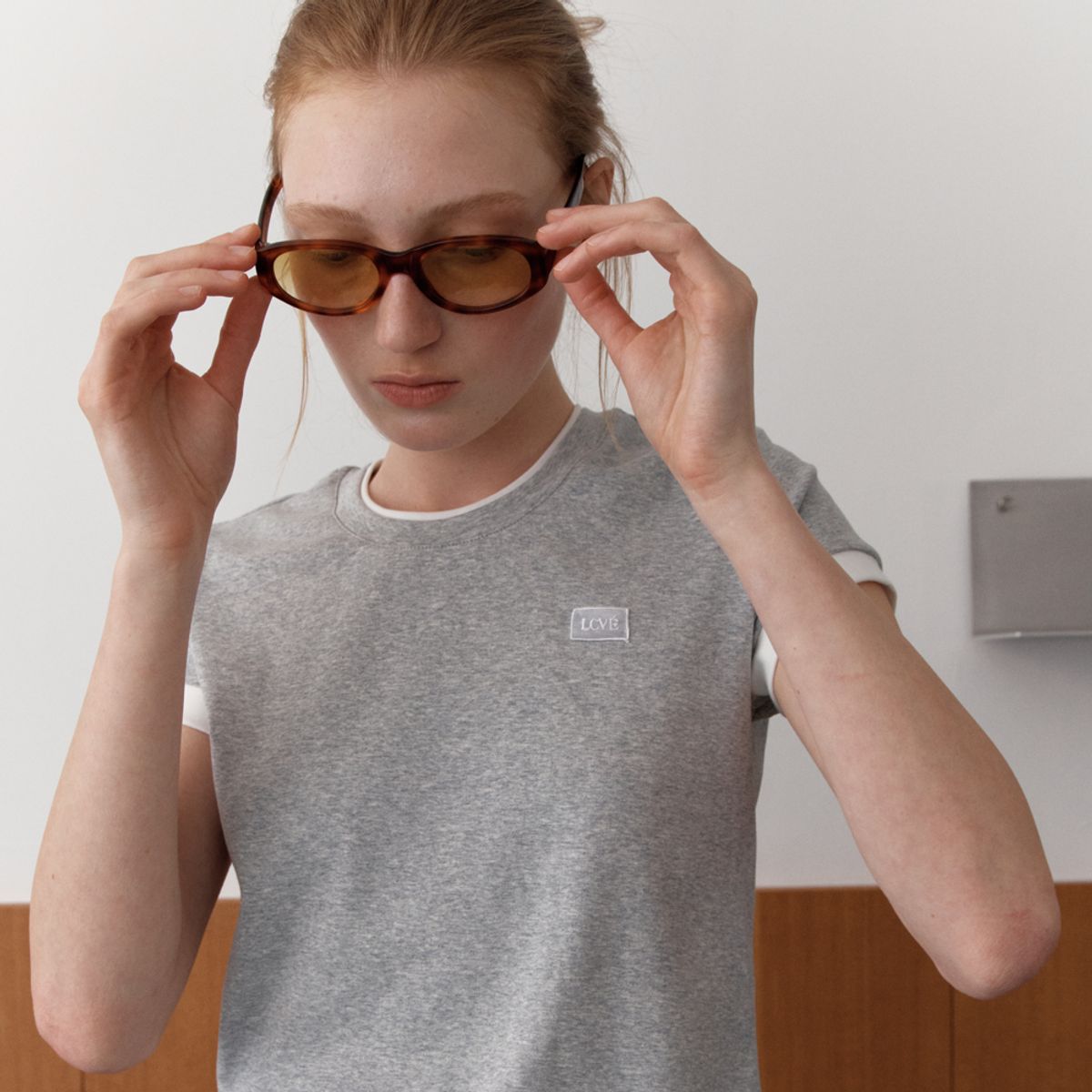 엘씨브이(LCVE) LCVE LABEL RINGER T-SHIRTS_GRAY