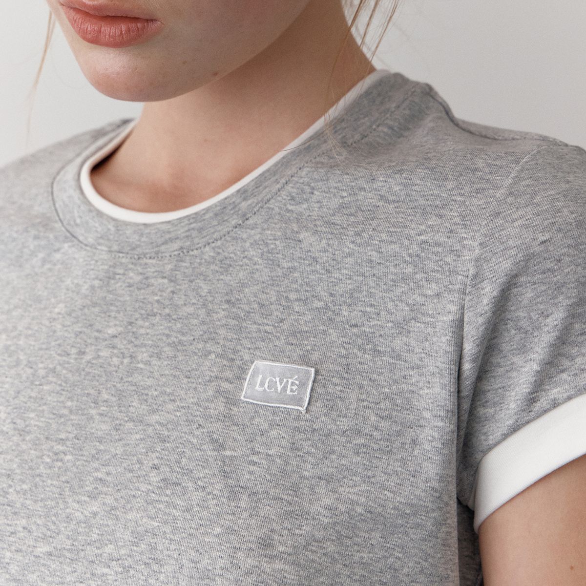 엘씨브이(LCVE) LCVE LABEL RINGER T-SHIRTS_GRAY
