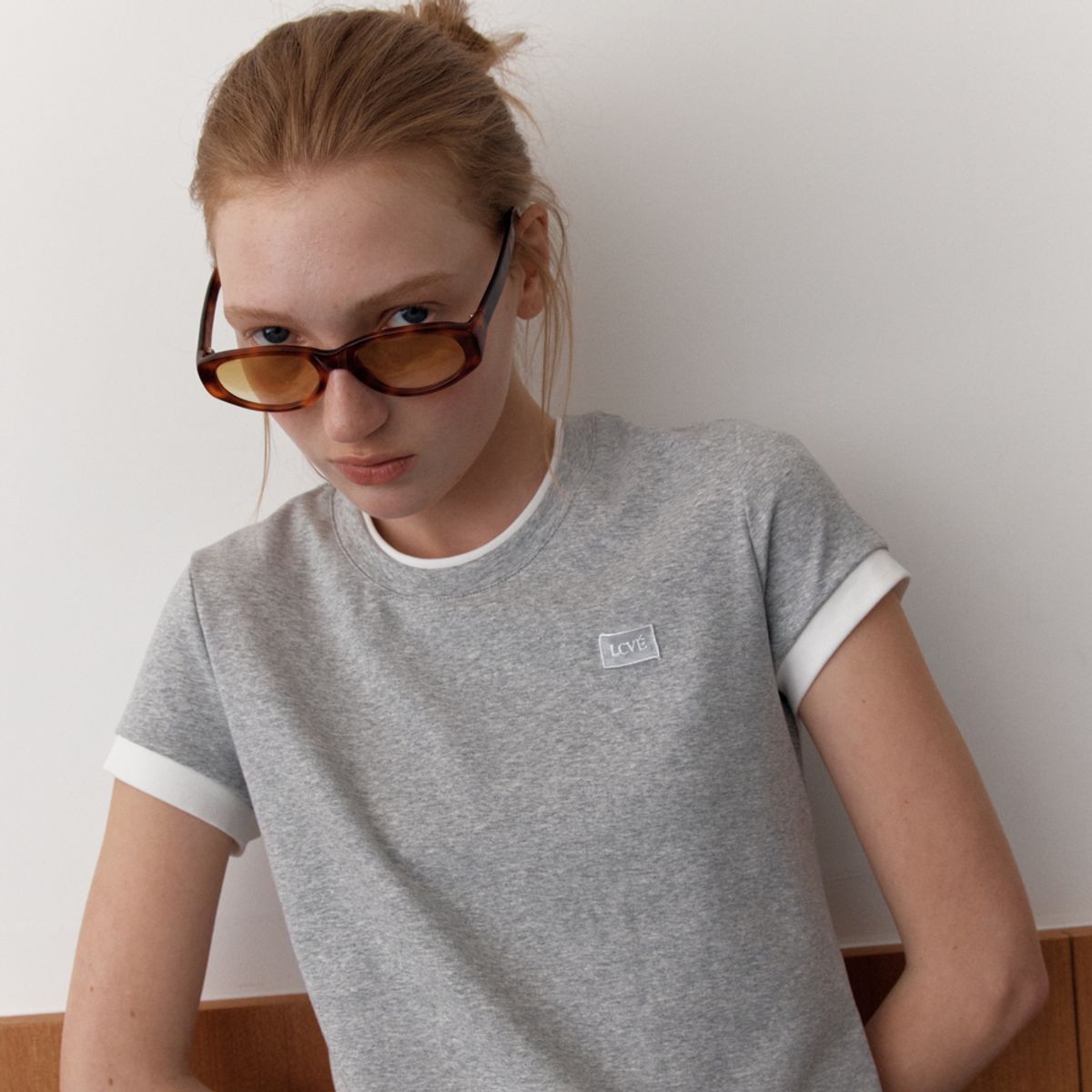 엘씨브이(LCVE) LCVE LABEL RINGER T-SHIRTS_GRAY