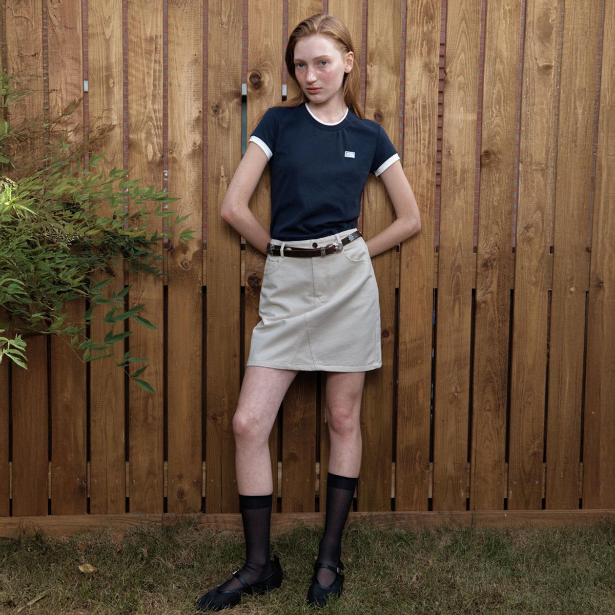 엘씨브이(LCVE) LCVE LABEL RINGER T-SHIRTS_NAVY