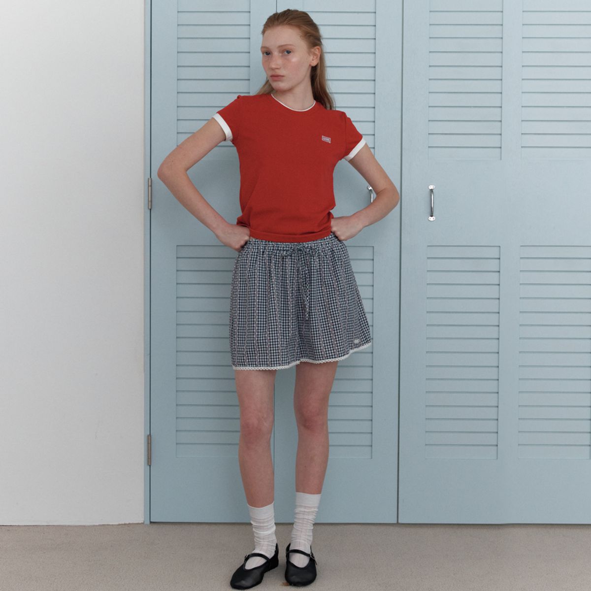 엘씨브이(LCVE) LCVE LABEL RINGER T-SHIRTS_RED